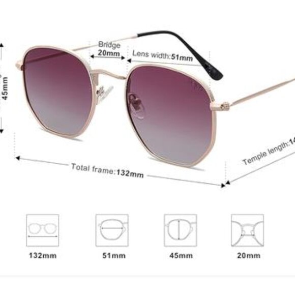 Polarized Sunglasses for Women Men Small Hexagonal Polygon Mirrored Lens main image 5
